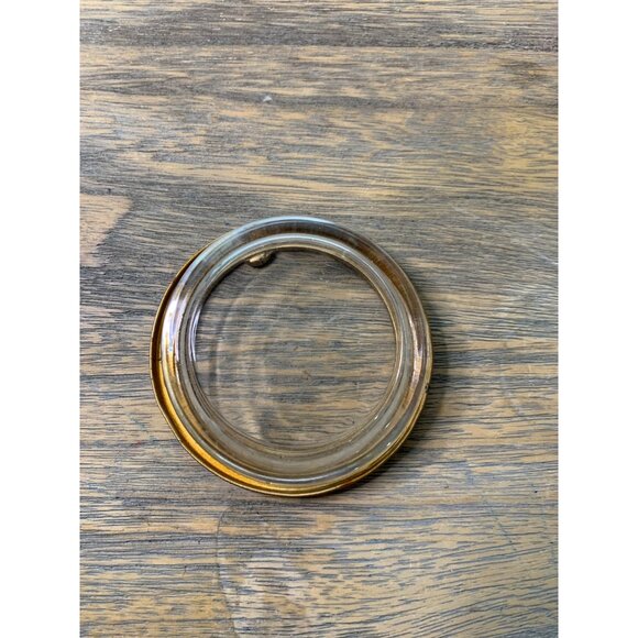 Vtg Glass Ashtray with attached metal top with Epoxy Inlay Butterfly Design - Picture 3 of 3